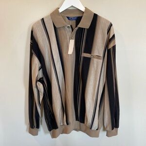 LD Sport International Long Sleeve Polo NWT Large Striped Vintage Preppy Retro